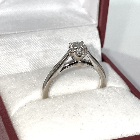 Solid 14K White Gold NATURAL 1/2CT Round Cut Diamond Solitaire Engagement Ring - Picture 9 of 14